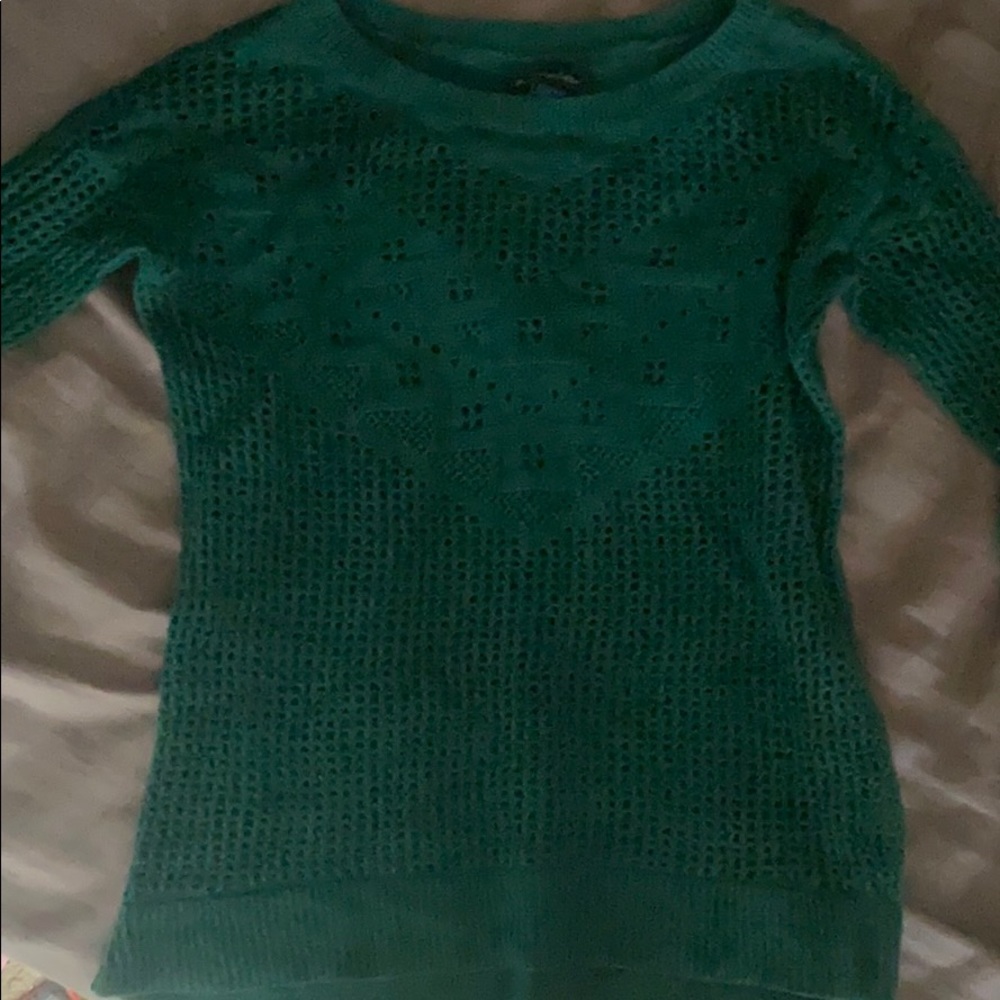 Green crochet sweater